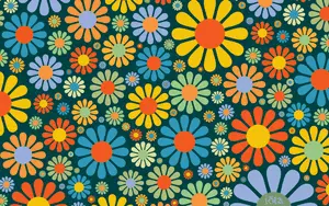 Capture nostalgic style with the 70s Floral wallpaper design.