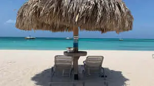  Caption: Serene Aruba Beach at Sunset 