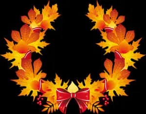 Autumn Leaves Wreathwith Red Bow