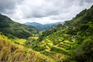 Banaue Rice Terraces In The Philippines During Cloudy Day