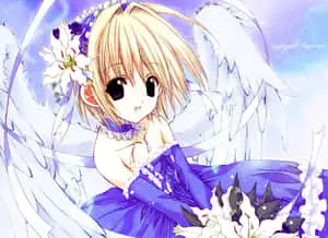 Graceful Angel in Delicate Purple Dress
