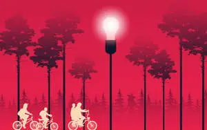 Cute Stranger Things Bikers On Forest