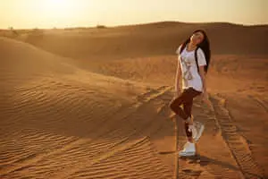 A picturesque view of a serene desert landscape