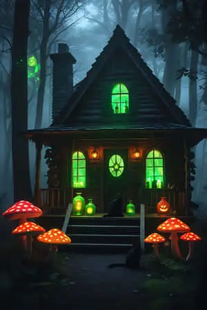 Enchanted cottage in the forest