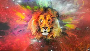 Fiery Lion Galaxy Art