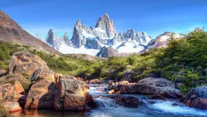 Fitz Roy Rock Mountain rising above the Patagonian landscape