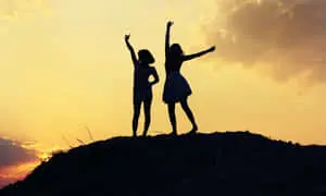 Friendship On Mountain At Sunset Picture