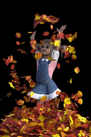 Girl Playingwith Autumn Leaves