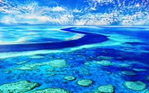 Great Barrier Reef With Blue Sky