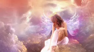 ملائكة سماوية في سماء أرجوانية