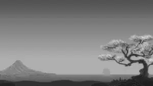 Japanese Minimalist Black White Landscape