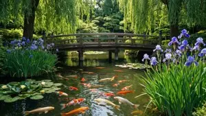 Koi Pond Bridge View