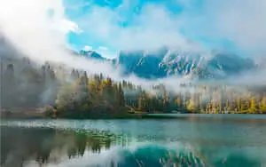 A Mountain Lake Reflected in the Clouds