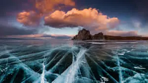 Lake Baikal Cracking Frozen Lake
