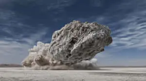 Massive Meteorite Crashing into Arid, Deserted Landscape	