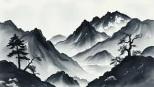 Minimalist ink Mountains Landscape