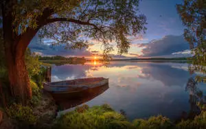 Outdoor Boat And Lake