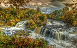 A Natural Autumn Waterfall 