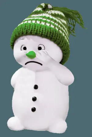 Sad Snowmanwith Green Hat