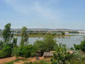 Scenic view of the sunset over the Niger River in Bamako, Mali