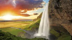 Nature's majestic beauty at Seljalandsfoss Waterfall