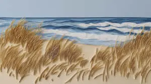 Serene Beach Landscape in Detailed Paper Quilling Art Style	