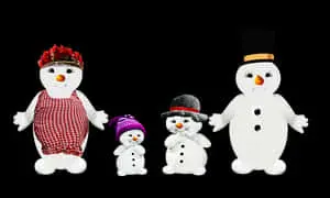 Snowman_ Family_ Portrait_ Black_ Background