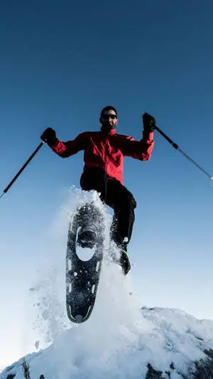 Snowshoeing Jump Pose