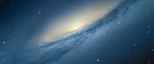A captivating view of a soft white and blue galactic sky.