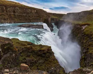 Streaming Gullfoss Waterfall In Southwest Iceland