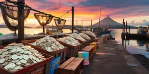 Sunset view at fish market