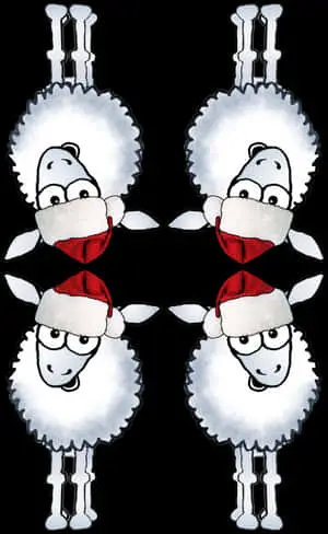 Symmetrical Santa Hat Sheep Pattern