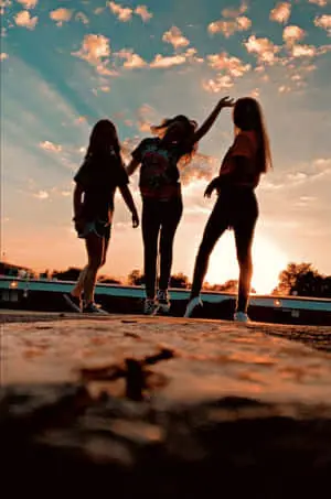Three Friends Sunset Silhouette Picture