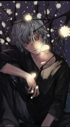 Tomura Shigaraki Sad Boy Cartoon Glowing Flowers