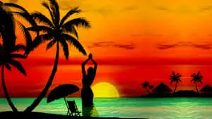 Tropical Sunset Yellow And Orange Sky 