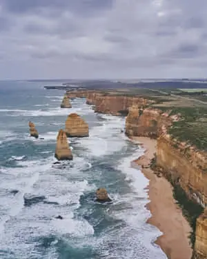 Twelve Apostles In Victoria Australia With Heavy Clouds