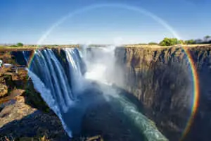 Victoria Falls With A Rainbow Halo