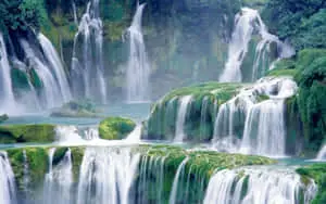Nature's majesty - a stunning view of a cascading waterfall 