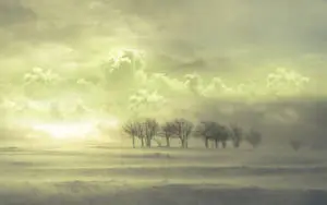 Image  A Picture-perfect View of White Snowy Clouds on the Horizon